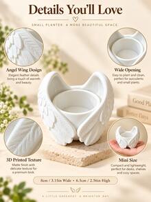 1pc Aesthetic 3D Printed Angel Wings Decorative Flower Pot, Unique Artistic Style Planter, Multi-Purpose Home Decor, Suitable For Indoor Balcony Desktop Garden Decoration - Multiple Styles - View 3