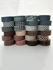 6 Rolls Vintage Plaid Washi Tape Set, Retro Aesthetic Decorative Paper Tape, Suitable For Scrapbooking, Journaling, Planner, Art Creation, Handmade Crafts And Student Back To School Decor - Multicolor - View 10