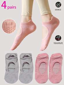 2/4 Pairs Women's Comfortable Pilates Yoga Socks, Sports Socks, Ballet Socks, Multi-Color Options, Suitable For All Seasons - Multicolor - View 8