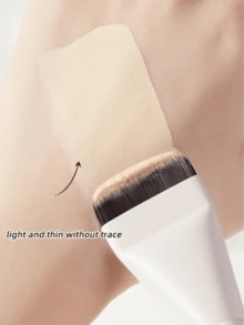 2pcs Portable Makeup Brush Set With Flat Head Soft Bristles, Seamless Ultra-Thin Foundation Brush, Contour Brush, Powder Brush, Liquid Brush, Acrylic Mixing Palette With Round Hole, Foundation Mixing And Application 2-In-1 Makeup Tool For Beginners - White - View 6