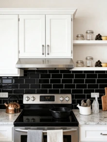 Waterproof Brick Pattern 2D Textured Wall Panels DIY Tiles, Removable Self-Adhesive Wall Stickers, Suitable For Kitchen Bathroom Backsplash And Holiday Decor - Black Irregular - View 4
