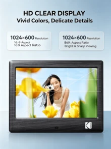 Kodak Bingkai Foto Digital RDPF-708C, Album Foto Elektronik Definisi Tinggi 7 inci, Layar Berkualitas Tinggi, Pemutar Foto dan Video Desktop Cerdas, Timer Hidup/Mati, Waktu yang Dapat Diatur - Hitam - View 2