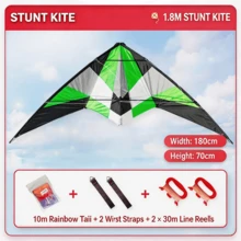 1.8m Dual‑Line Stunt Kite, Beginner‑Friendly 4‑Color Sport Kite, Easy Take‑Off & Smooth Controllable Performance For Outdoor Beach Lawn Sports - 1.8m Special Green - View 7