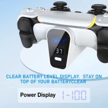P5 Controller Rechargeable Battery Pack, 2000mAh Portable Back Clip Power Bank, Compatible With PlayStation 5 DualSense Controller, Digital Battery Display, Type-C Interface, 30 Hours Extended Gaming Time Gaming Accessory - View 6