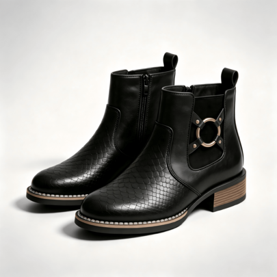 Men's Retro Metal Buckle Decor Short Chelsea Boots, Autumn/Winter Chunky Heel Thick Sole Cargo Style Style Side Zipper Elastic Shaft Casual Fashion Boots