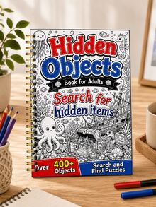 1pc A Two-In-One Activity Book Combining Calming Art Coloring And Hidden Object Puzzles, A5 Spiral-Bound, Suitable For Adults And Seniors, A Brain-Training And Stress-Relieving Gift. - Multicolor - View 16