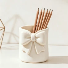 1pc Bowknot Round Pen Holder, 3D Printed Multi-Functional Storage Bucket, Home Storage Desk Stationery Makeup Vanity Storage Makeup Brushes Eyebrow Pencils Lipsticks, Student Storage Stationery Pencils Ballpoint Pens, Multi-Functional Storage Box High-Value Cute Pen Holder, Student Gift, Birthday Gift, Back To School Season Goodies - Round Bow Pen Holder - View 6