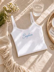 Custom Embroidered Lace Tank Top, Bridal Party Tank, Personalized Bachelorette Shirt, Bridesmaid Gift, Wedding Shower Gift, New Mrs. Top - Multicolor - View 8