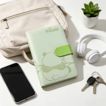 Cute Panda A6 Hardcover Notebook 200 Pages PU Leather Diary With Elastic Band, Stationery Supplies, Suitable For Students And Office Use - A5 - View 4