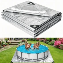 1 Piece Silver Plastic Woven PE Tarp, Outdoor Rain Tarp, Waterproof Tarp, Sunshade Tarp, Tarp, Random Style - Multiple Styles - View 7