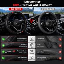 Universal Car Steering Wheel Cover 15 Inch Carbon Fiber Texture & PU Leather Non-Slip Breathable Comfortable Grip Heat & Cold Resistant Easy Installation All Season Car SUV Truck Interior Accessory - Multicolor - View 4