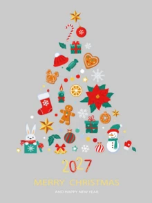 1pc Christmas Static Window Sticker, Creative Tree-Shaped Mixed Christmas Element Print, Includes 2027, Rabbit, Snowman, Gingerbread Man, Gift, Decorative Patterns, Reusable PVC Glass Door Wall Sticker, Indoor Home Christmas New Year Party Decoration - Style a - View 10