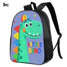 Cartoon Dinosaur 2D Print 3 Pieces Backpack Set, Large Capacity Backpack With Crossbody Bag And Pencil Case, Side Elastic Mesh Pocket For Water Bottle Storage, Wide Breathable Adjustable Shoulder Straps, Fresh Childlike Style For Daily Commute, Travel, Leisure And Storage - Printed Bag - View 12