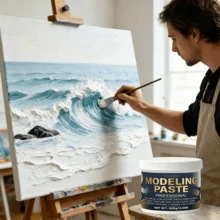 300g/600g White Acrylic Texture Paste – High Density Modeling Medium For Canvas Art - White - View 7