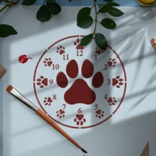 1pc Dog Paw Clock Hollow Template, Washable & Reusable, With Center Paw Print And Hour Markings, Suitable For DIY Crafts, Scrapbooking, Card Making, Woodwork And Canvas - Sets - View 6