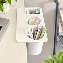 1PC Desk Side Adhesive Makeup Brush Holder, INS Style Minimalist Stationery Wall Mount, Student Multi-Function Desk Side Pen Holder - View 2