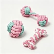 3 Packs Dog Rope Chew Toys, Cute Color Knotted Cotton Toy Set, Bite Resistant Teeth Cleaning Interactive Puppy Toys For Small Medium Dogs, Tug Of War Pet Play Toys - Multicolor - View 11