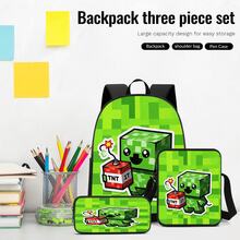 Pixel Block Chibi Character 2D Print 3 Pieces Backpack Set, Large Capacity Backpack With Crossbody Bag And Pencil Case, Side Elastic Mesh Pocket For Water Bottle, Wide Breathable Adjustable Shoulder Straps, Retro Game Style Cute Daily Commute Travel Casual Storage Bag - Printed Bag - View 5
