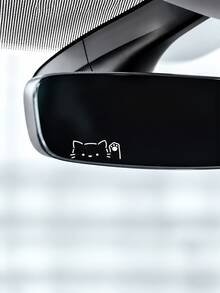 Cute Peeking Paw Cat Car Rearview Mirror Sticker, Self-Adhesive Waterproof Mini Cartoon Kitten Decal, Easy To Apply And Removable, Car Interior DIY Decoration Accessory, Mirror Shape Decor - A - View 7