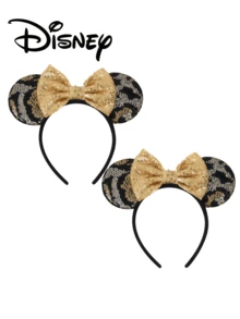 Disney 1pc Minnie Ears Headband - Sparkle Black Gold Sequin Camouflage Bow Cute Hair Accessories - Multicolor - View 5