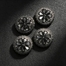 5pcs/Pack Flower Rhinestone Metal Buttons Round Crystal Hand Sewn Buttons For Coats Suits Sweaters Dresses DIY Clothing Accessories - Multicolor - View 9