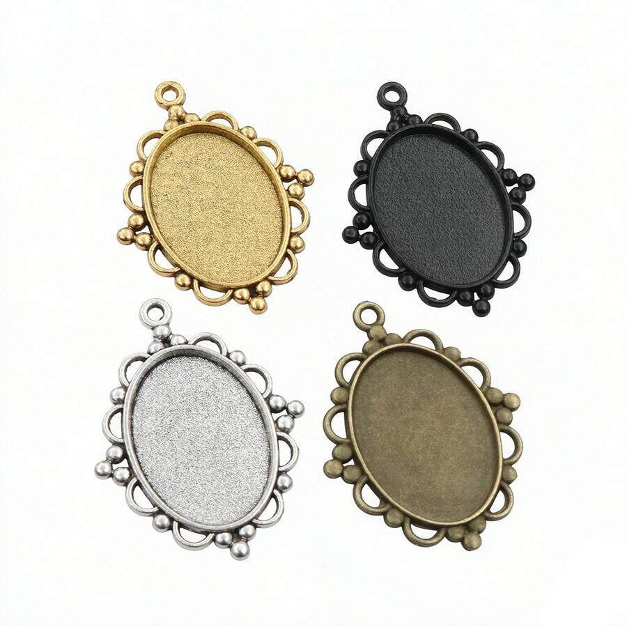 5pcs 18x25mm Inner Size Alloy Pendant Cabochons Blank Base Setting Bezel Tray DIY Jewelry Making Accessories Findings - 18x25mm - View 1