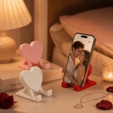1pc Heart Shaped Phone Stand, Creative Desktop Phone & Tablet Holder, Romantic Heart-Shaped Desk Decor, Suitable For Desk, Office, Bedroom And Home Decoration, Valentine's Day Gift - Heart-shaped Phone Stand - View 5