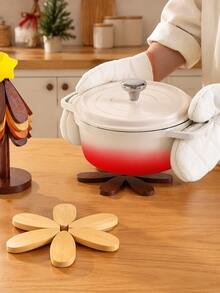 Wooden Tree-Shaped Heat-Insulating Mat, Suitable For Hot Pots And Cookware, Wooden Coasters, Suitable For Bowls, Teapots, Drinks, Plates, Home Tabletop Decoration - Multicolor - View 4