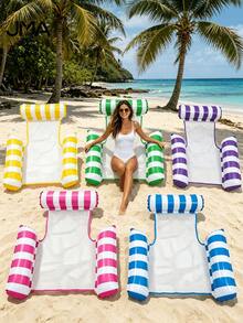 chongqishuishangfuchuang 1pc Inflatable Floating Bed, Minimalist 3-Tube Design, Striped Pattern, PVC Material, Suitable For Water, Pool, Beach, Theme Party, Inflatable Water Float, Floating Resting Seat, Requires Separate Air Pump Purchase - Three-tube Mesh Floating Bed - View 3