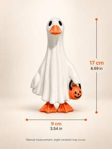 Halloween Ghost Duck Decorative Ornament With Pumpkin Bucket, Cute Spooky Fall Tabletop Decor, Funny Duck Home Decoration For Shelf, Mantel, Entryway, Living Room And Halloween Party - 1PC - View 13