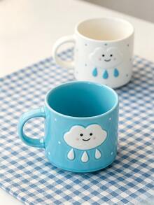 2pcs Cute 3D Cloud & Raindrop Embossed Ceramic Couple Mugs, Colorful Gift Box Packaging, Sweet Gift For Valentine's Day, Wedding, Anniversary, Home & Office Coffee Tea Cups - Multicolor - View 8