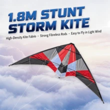 1.8m Dual‑Line Stunt Kite, Beginner‑Friendly 4‑Color Sport Kite, Easy Take‑Off & Smooth Controllable Performance For Outdoor Beach Lawn Sports - 1.8m Stunt Blue - View 3