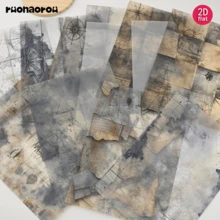 Ruonaorou 12pcs/Set Vintage Nautical Compass Map Translucent Vellum Paper Junk Journal Semi-Transparent Premium Distressed Ocean Navigation Material Vellum Paper Scrapbook Decoration DIY Junk Journal Diary Notebook Material Paper Envelope Greeting Card Vellum Paper Decoration (2D Flat A5) - A - View 10