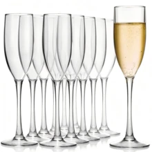 12 Clear Champagne Flutes, 5oz, Unbreakable Classic Cocktail Glasses, Reusable Vintage Style Drinking Cups, Suitable For Weddings, Christmas, Large Parties And Gatherings - View 1