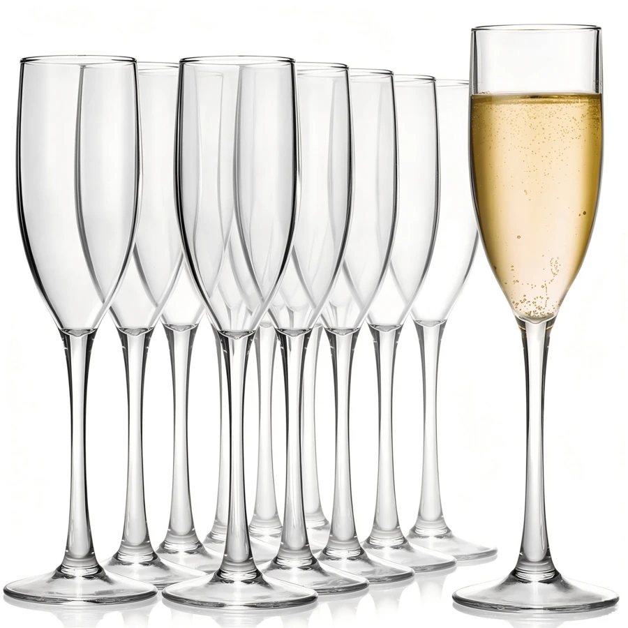 12 Clear Champagne Flutes, 5oz, Unbreakable Classic Cocktail Glasses, Reusable Vintage Style Drinking Cups, Suitable For Weddings, Christmas, Large Parties And Gatherings - View 1