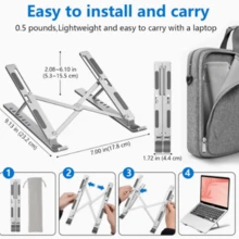 Aluminum Alloy Portable Laptop Stand, X-Shaped Stable Load-Bearing Support, Silicone Anti-Slip & Anti-Scratch Protection, Hollow Design For Accelerated Heat Dissipation, 7-Level Height & Angle Adjustment, Foldable Lightweight Easy-To-Carry Desktop Riser For Students And Office - View 4
