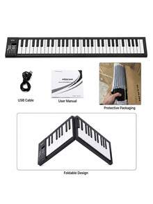 1 buah Keyboard Elektronik Portabel Lipat 61 Tombol Warna Putih dengan Tas Penyimpanan, 16 Nada, 100 Ritme, 25 Lagu Demo, Piano Gulung Isi Ulang USB, Keyboard Musik Multifungsi, Cocok untuk Pemula, Latihan di Rumah dan Pelajaran Musik - Tersedia berbagai pilihan (kemasan yang lebih baik) - View 14