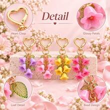 1pc Lily Of The Valley Keychain, Macaron Color Bell Flower Bag Charm, Paired With Gold Heart Buckle, Cute Floral Pendant, Suitable For Handbags, Backpacks And Keys, 5 Colors Available - Quantity - View 8