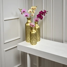 Metal Vase, Decorative Modern Hollow Texture Ornament Vase, Suitable For Living Room, Dining Room, Bedroom, Home, Corner, Hallway, Indoor, Office - C - View 8