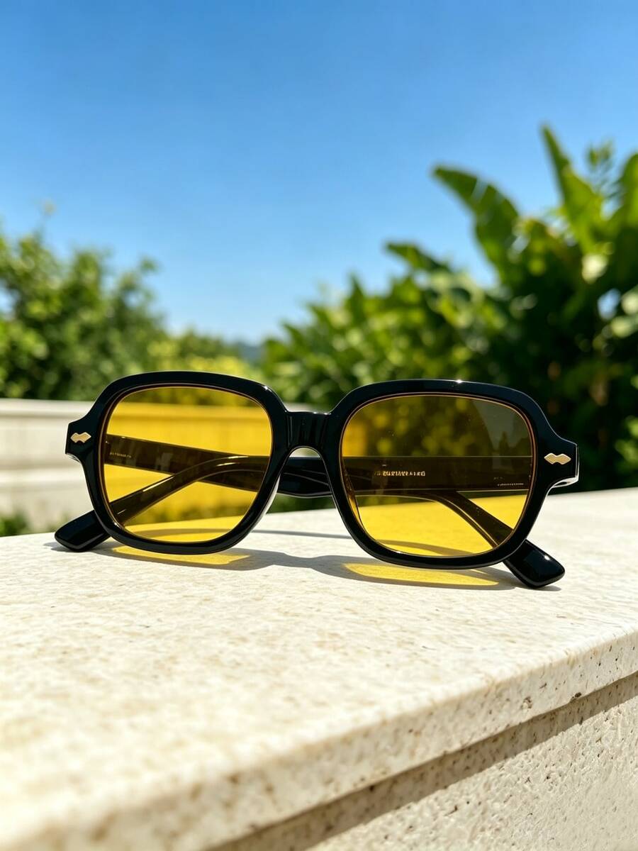 1 Pair Black Square Fashion Glasses, Unisex Personalized Versatile Style, Suitable For Vacation, Travel, Fashion Outfit Accessory, Driving And Outdoor Wear - Black - View 1
