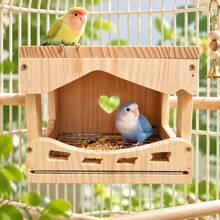1pc Wooden Bird Hideout, Hanging Bird Resting Shelter With Metal Perch Platform, Parrot Cage Accessory, Suitable For Lovebirds, Cockatiels, Parakeets, Long-Tailed Parrots, Comfortable Resting Space With Spacious Interior And Side-Opening Door Design - View 8