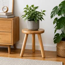 Indoor Wooden Plant Stand, 11.8 Inches (Approx. 30 Cm) High Plant Table, Mid-Century Wooden Plant Stool, 28 Cm (11.02 Inch) Diameter Tabletop Suitable For Large Flower Pots, Modern Home Decor Small Round Side Table, Small End Table, Coffee Table, Suitable For Living Room, Balcony, Office - Round - View 1