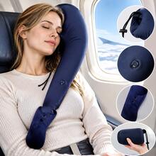 1pc Foldable Travel Pillow, Lightweight Portable Neck Support Cushion With Armrest, Suitable For Car, Airplane, Cruise, Inclined Sleep System Supporting Head, Body And Arms, Essential For Autumn Travel, Airplane Travel Necessity - Multicolor - View 6