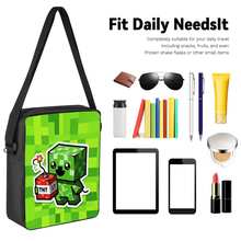 Pixel Block Chibi Character 2D Print 3 Pieces Backpack Set, Large Capacity Backpack With Crossbody Bag And Pencil Case, Side Elastic Mesh Pocket For Water Bottle, Wide Breathable Adjustable Shoulder Straps, Retro Game Style Cute Daily Commute Travel Casual Storage Bag - Printed Bag - View 3