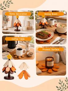 Wooden Tree-Shaped Heat-Insulating Mat, Suitable For Hot Pots And Cookware, Wooden Coasters, Suitable For Bowls, Teapots, Drinks, Plates, Home Tabletop Decoration - Multicolor - View 8