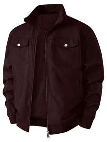 Jaket Kerja Luar Ruangan Pria, Jaket Lengan Panjang Warna Burgundy, Musim Gugur/Dingin - Burgundy - View 3