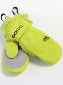 Winter Ski Gloves, Casual Outdoor Style, Multi-Color, Windproof Waterproof Thickened Fabric, Mountain Letter Print, Adjustable Hook And Loop Cuff, Warm Anti-Slip With Hanging Loop, Suitable For Skiing, Snow Play, Hiking, Winter Outdoor Use - Multicolor - View 12