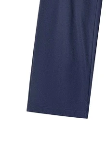 Straight-Leg Casual Pants For Women, All-Season Loose Slimming Wide-Leg Trousers, Draped Commuter Pants, Versatile For Outer Wear - Navy Blue - View 6