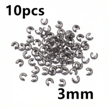 10pcs Stainless Steel Round Covers Crimp End Beads 3 4 5mm Stopper Spacer Beads For DIY Jewelry Making Findings Supplies - Crimp Beads - View 8