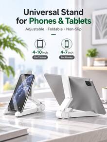 Foldable Tablet Stand, Adjustable Multi-Angle Desktop Tablet Holder, 1pc Portable Folding Phone And Tablet Stand With Anti-Slip Pad, Universal Desktop Stand Compatible With 4-10 Inch Tablets And 4-7 Inch Smartphones, Hands-Free Viewing For Office, Study, Travel - Multicolor - View 12
